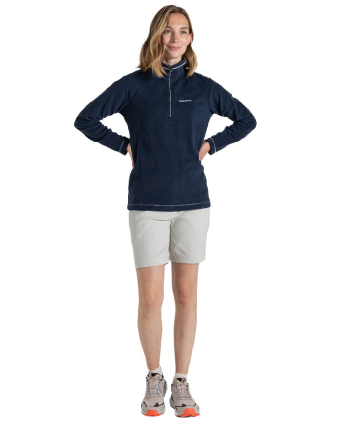 Blue Navy Coloured Craghoppers Womens Miska Half-Zip Fleece On A White Background #colour_blue-navy