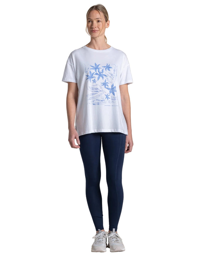 White coloured Craghoppers Womens National Trust Bistort Short Sleeved T-Shirt on white background #colour_white