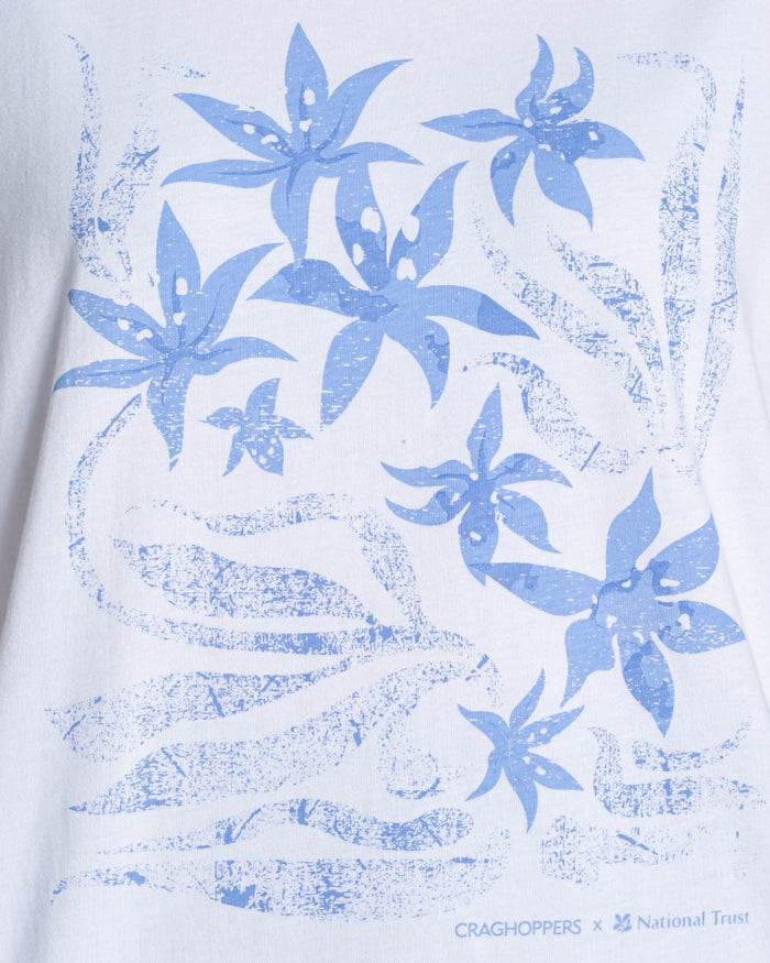 White coloured Craghoppers Womens National Trust Bistort Short Sleeved T-Shirt on white background #colour_white