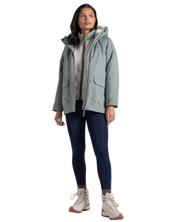 Sage coloured Craghoppers Womens National Trust Crossbill Jacket on white background #colour_sage
