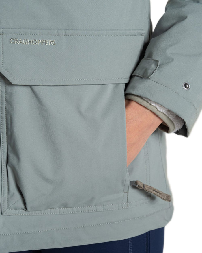 Sage coloured Craghoppers Womens National Trust Crossbill Jacket on white background #colour_sage