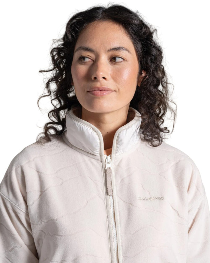 Ecru coloured Craghoppers Womens National Trust Wheatear Jacket on white background #colour_ecru