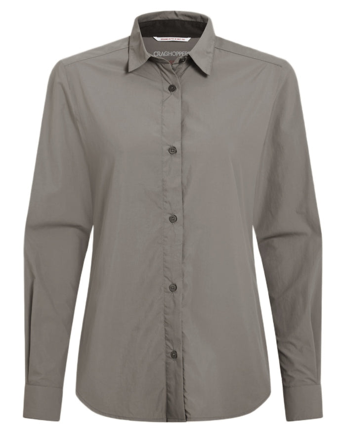 Vert coloured Craghoppers Womens Nosiife Alma Long Sleeved Shirt on white background #colour_vert