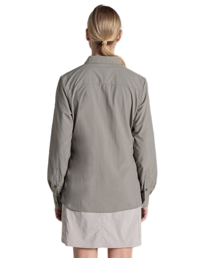 Vert coloured Craghoppers Womens Nosiife Alma Long Sleeved Shirt on white background #colour_vert