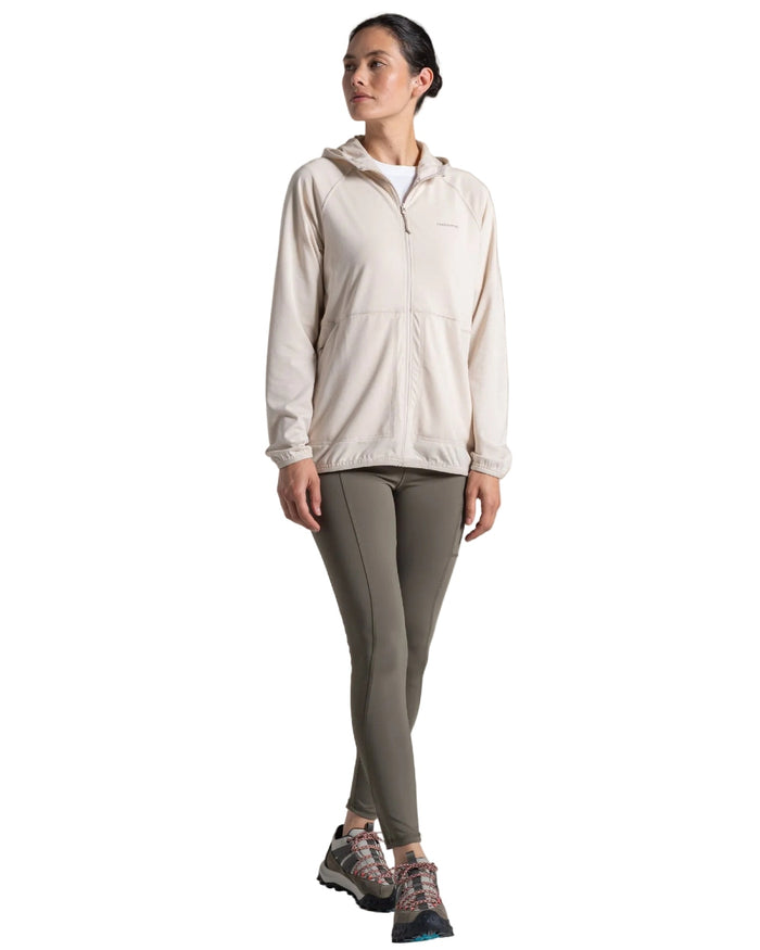 Oyster Marl coloured Craghoppers Womens NosiLife Aya Hooded Jacket on white background #colour_oyster-marl
