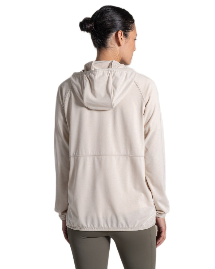Oyster Marl coloured Craghoppers Womens NosiLife Aya Hooded Jacket on white background #colour_oyster-marl