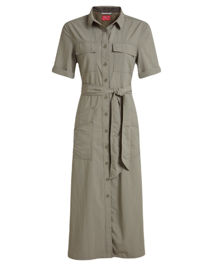 Vert coloured Craghoppers Womens NosiLife Carina Adventure Dress on white background #colour_vert