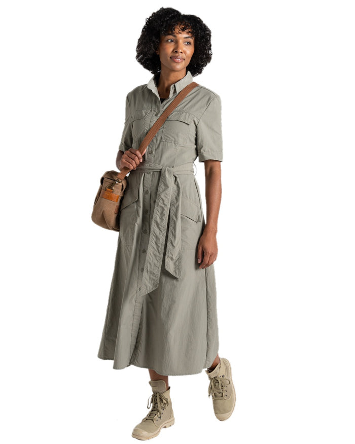 Vert coloured Craghoppers Womens NosiLife Carina Adventure Dress on white background #colour_vert