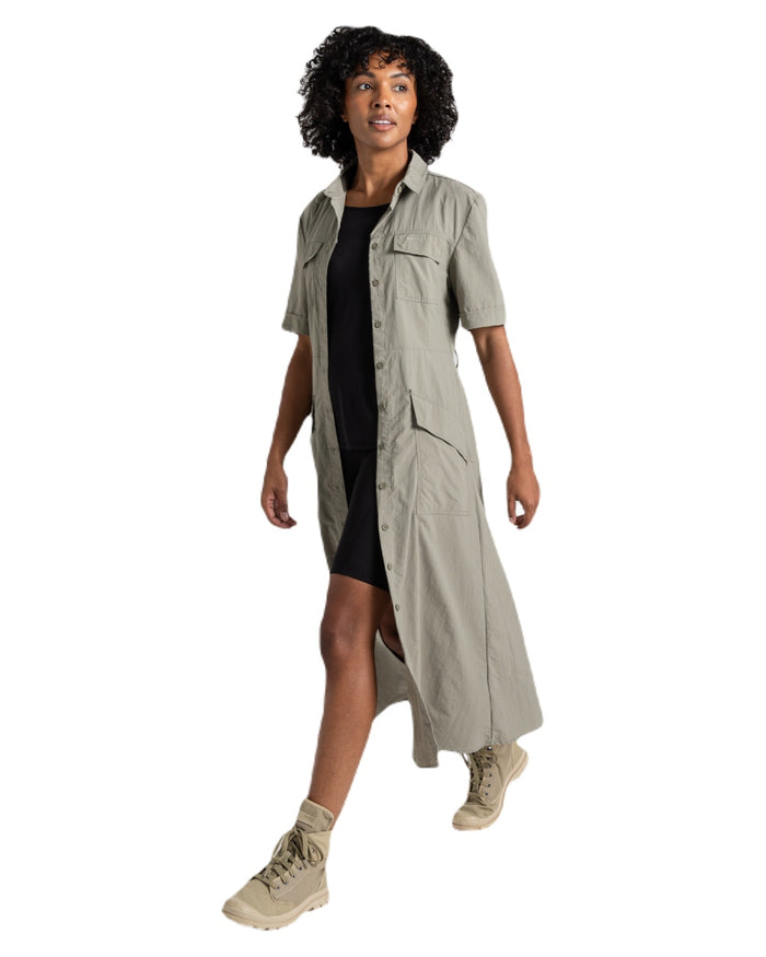 Vert coloured Craghoppers Womens NosiLife Carina Adventure Dress on white background #colour_vert