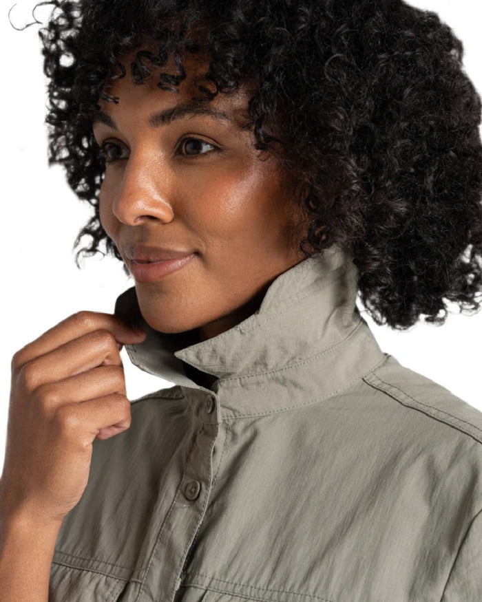 Vert coloured Craghoppers Womens NosiLife Carina Adventure Dress on white background #colour_vert