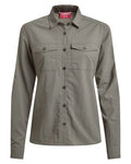 Vert coloured Craghoppers Womens NosiLife Loukkos Long Sleeved Shirt on white background #colour_vert