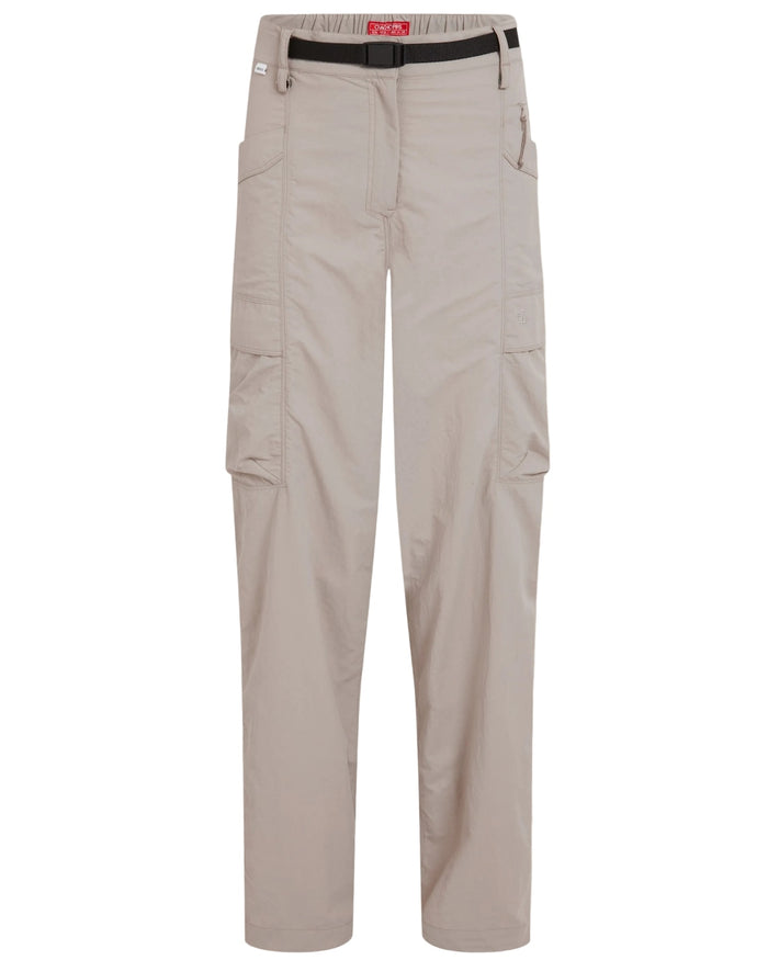 Soft Mushroom coloured Craghoppers Womens NosiLife Medina Cargo Trousers on white background #colour_soft-mushroom