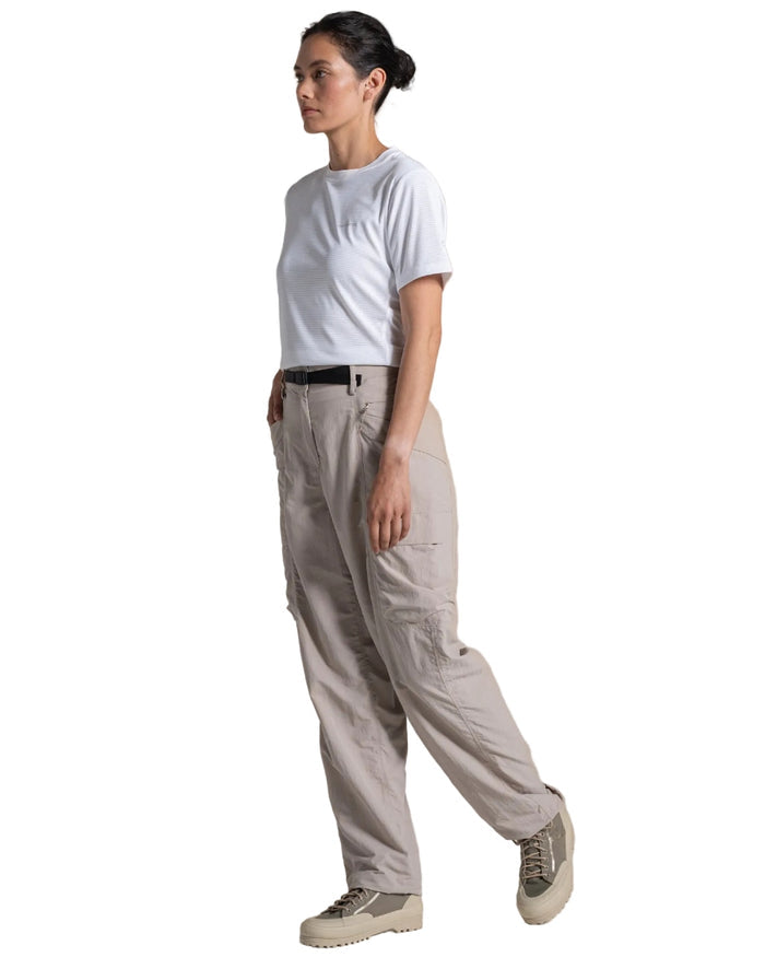 Soft Mushroom coloured Craghoppers Womens NosiLife Medina Cargo Trousers on white background #colour_soft-mushroom