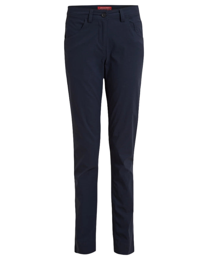 Blue Navy coloured Craghoppers Womens Nosilife Milla Golf Trousers on white background #colour_blue-navy