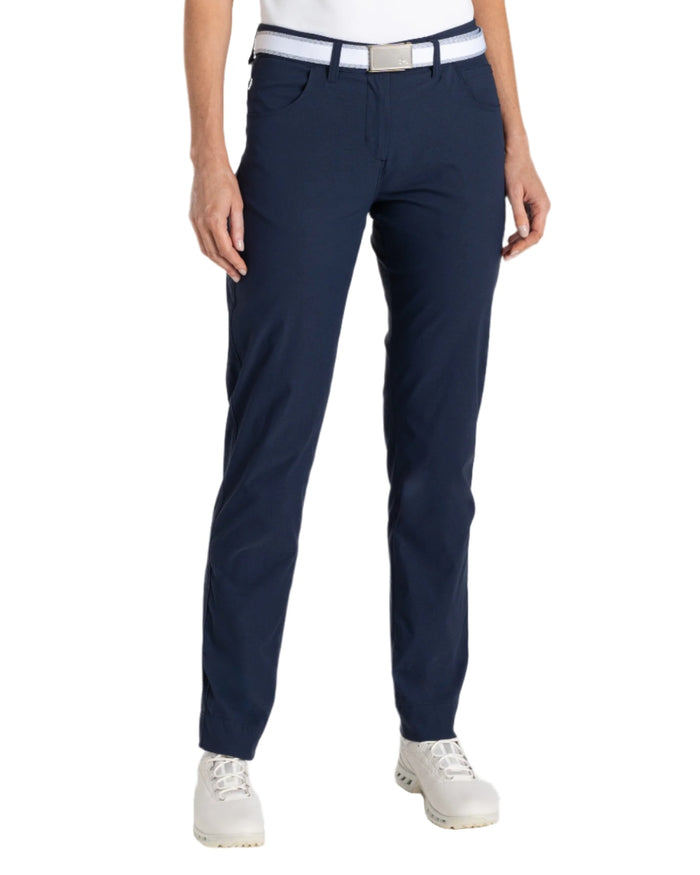 Blue Navy coloured Craghoppers Womens Nosilife Milla Golf Trousers on white background #colour_blue-navy