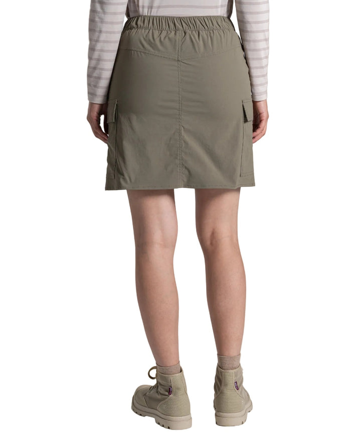 Wild Olive coloured Craghoppers Womens NosiLife Pro Cargo Skort on white background #colour_wild-olive