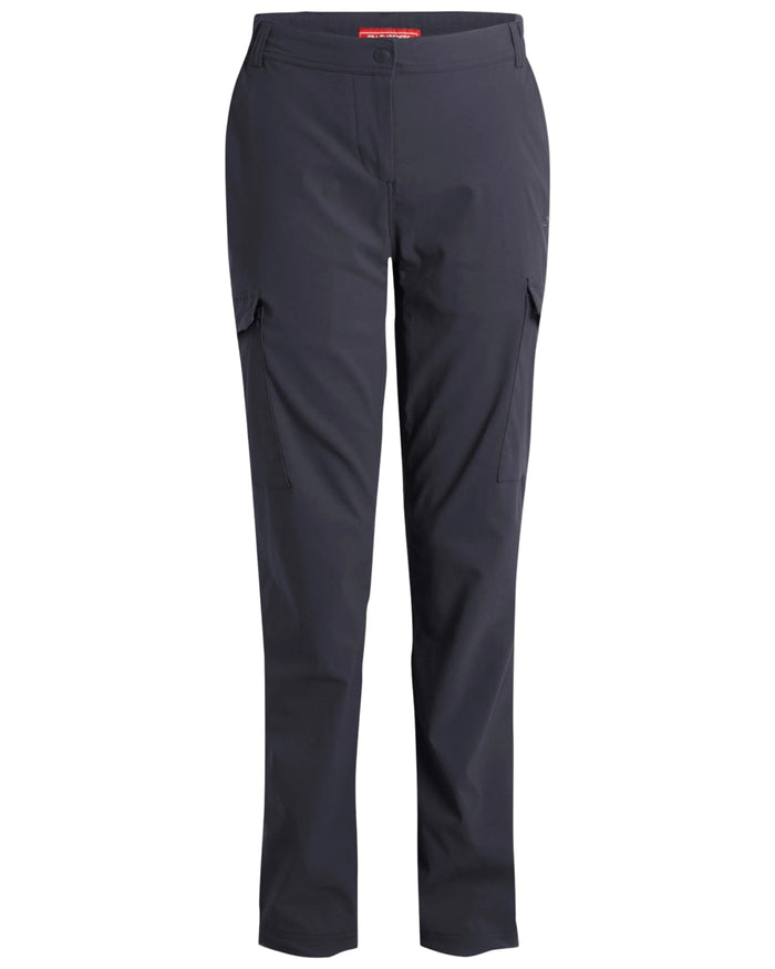 Dark Iron coloured Craghoppers Womens NosiLife Rif Stretch Cargo Trousers on white background #colour_dark-iron