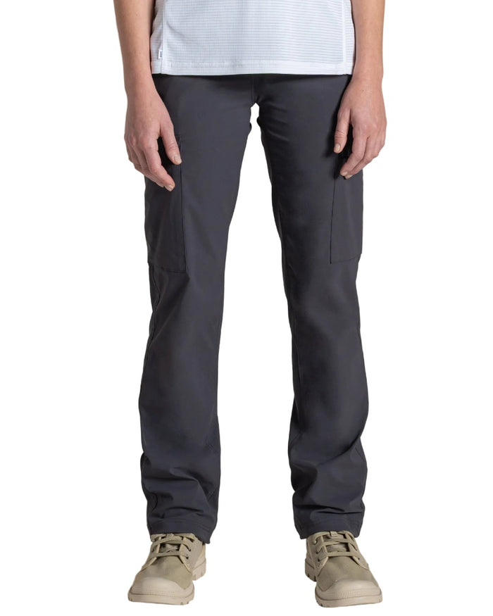 Dark Iron coloured Craghoppers Womens NosiLife Rif Stretch Cargo Trousers on white background #colour_dark-iron
