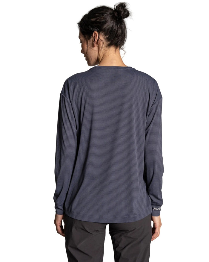 Anthracite coloured Craghoppers Womens NosiLife SolarShield+ Long Sleeved T-Shirt on white background #colour_anthracite