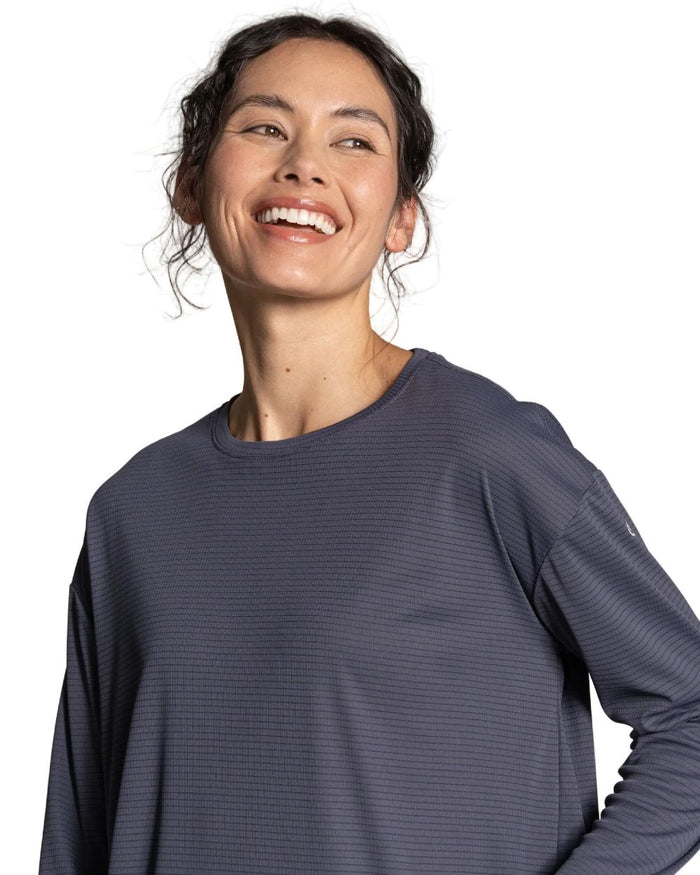 Anthracite coloured Craghoppers Womens NosiLife SolarShield+ Long Sleeved T-Shirt on white background #colour_anthracite