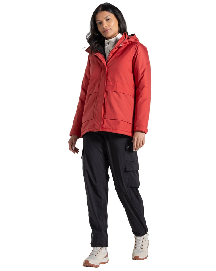Compote Red coloured Craghoppers Womens Orrest Jacket on white background #colour_compote-red