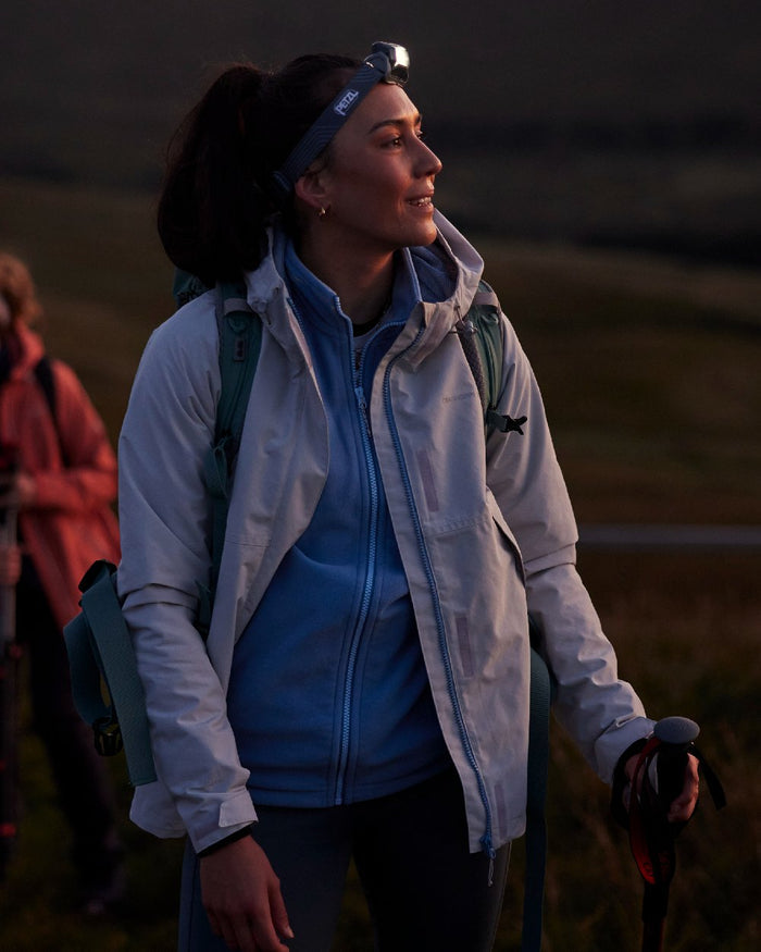Light Grey Coloured Craghoppers Womens Ossus Waterproof Jacket on  outdoor background #colour_light-grey