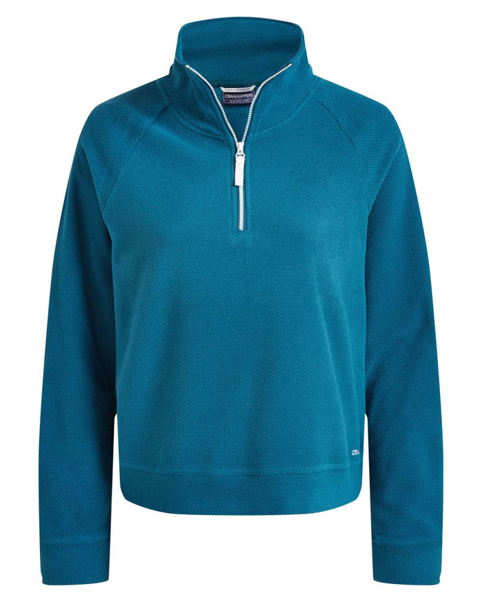 Porcelain Blue coloured Craghoppers Womens Raja Half Zip Fleece on white background #colour_porcelain-blue