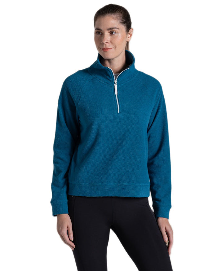 Porcelain Blue coloured Craghoppers Womens Raja Half Zip Fleece on white background #colour_porcelain-blue