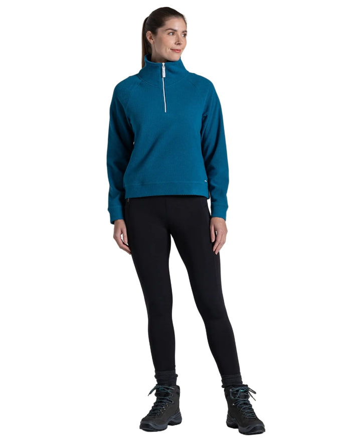 Porcelain Blue coloured Craghoppers Womens Raja Half Zip Fleece on white background #colour_porcelain-blue