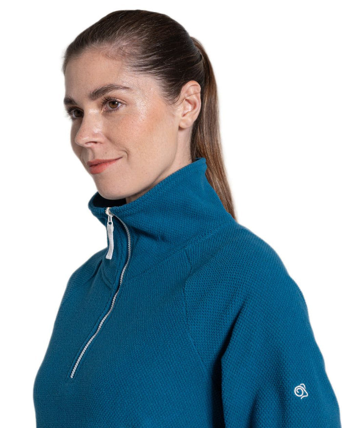 Porcelain Blue coloured Craghoppers Womens Raja Half Zip Fleece on white background #colour_porcelain-blue