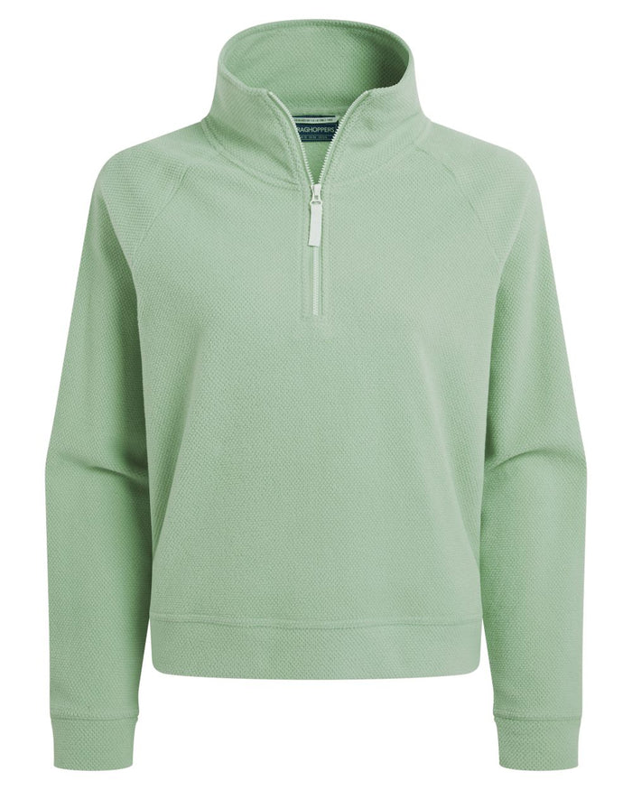 Iced Matcha coloured Craghoppers Womens Raja Half Zip Fleece on white background #colour_iced-matcha