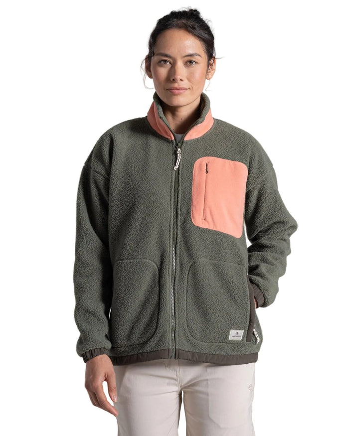 Dark Sage coloured Craghoppers Womens Sanaa Jacket on white background #colour_dark-sage