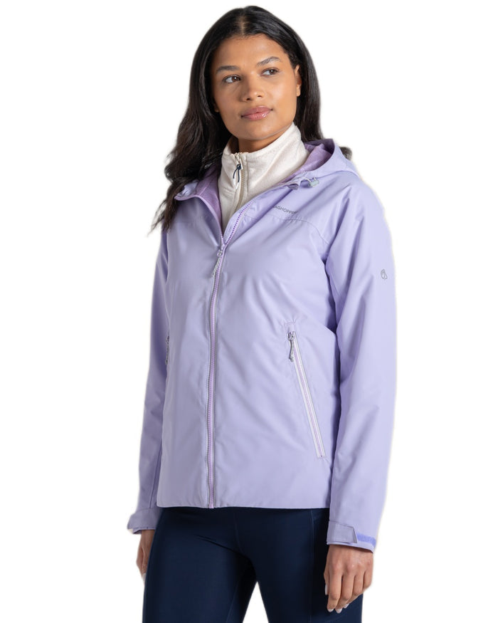 Parma Violet coloured Craghoppers Womens Solla Waterproof Jacket on white background #colour_parma-violet