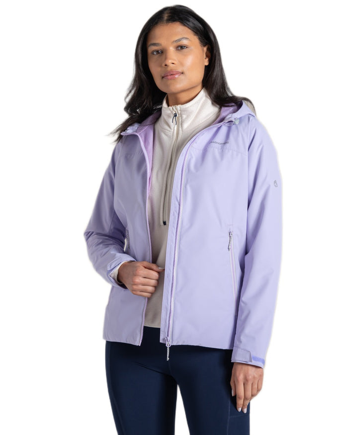 Parma Violet coloured Craghoppers Womens Solla Waterproof Jacket on white background #colour_parma-violet