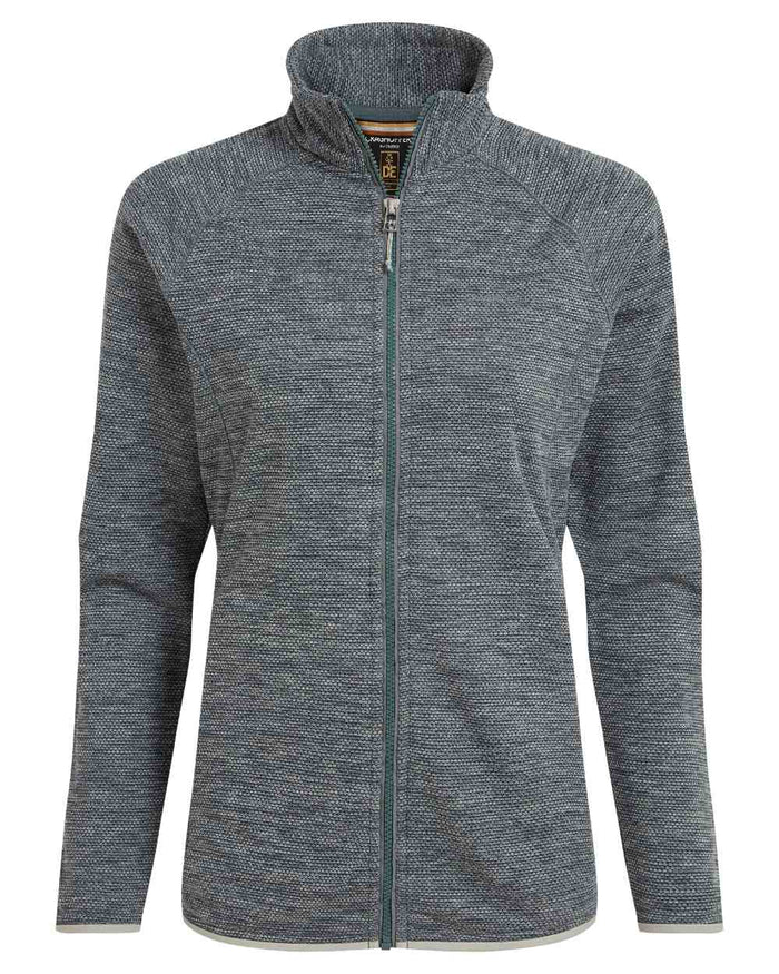 Storm Grey Marl coloured Craghoppers Womens Tarvos Full Zip Fleece on white background #colour_storm-grey-marl