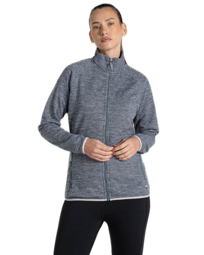 Storm Grey Marl coloured Craghoppers Womens Tarvos Full Zip Fleece on white background #colour_storm-grey-marl