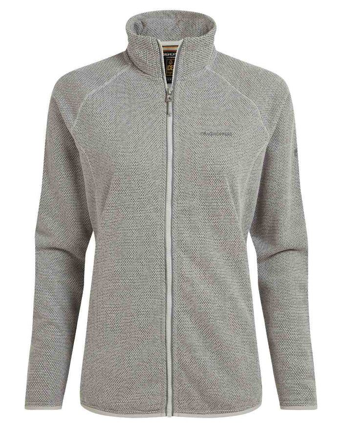 Lunar Grey Marl coloured Craghoppers Womens Tarvos Full Zip Fleece on white background #colour_lunar-grey-marl