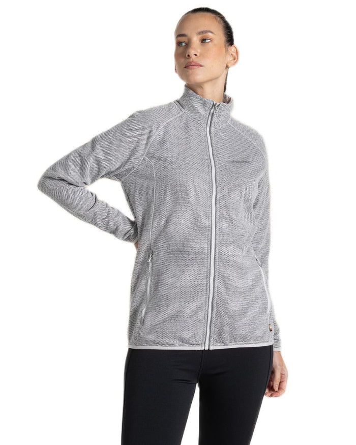 Lunar Grey Marl coloured Craghoppers Womens Tarvos Full Zip Fleece on white background #colour_lunar-grey-marl