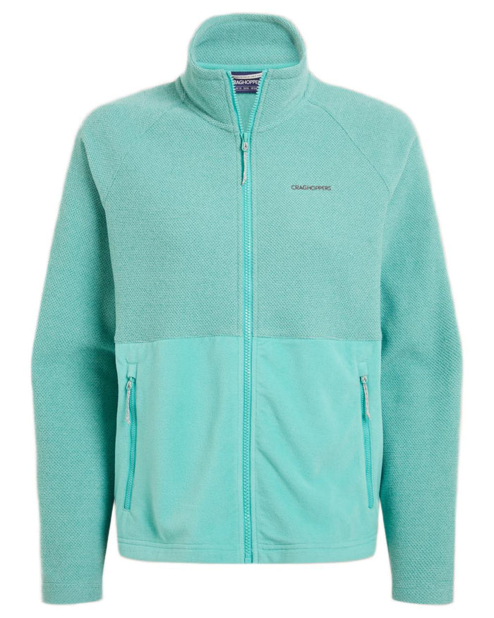 Glazed Aqua coloured Craghoppers Womens Thuya Full Zip Jacket on white background #colour_glazed-aqua