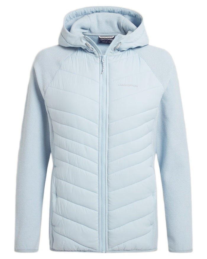 Nimbus Blue coloured Craghoppers Womens Zayas Hybrid Insulating Jacket on white background #colour_nimbus-blue
