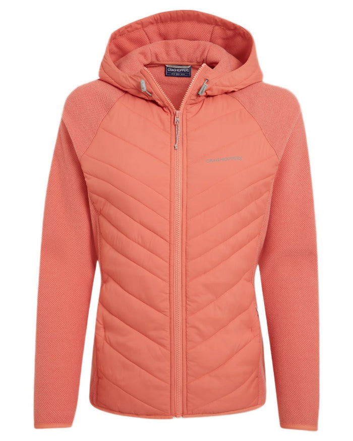 Spiced Apricot coloured Craghoppers Womens Zayas II Hybrid Jacket on white background #colour_spiced-apricot