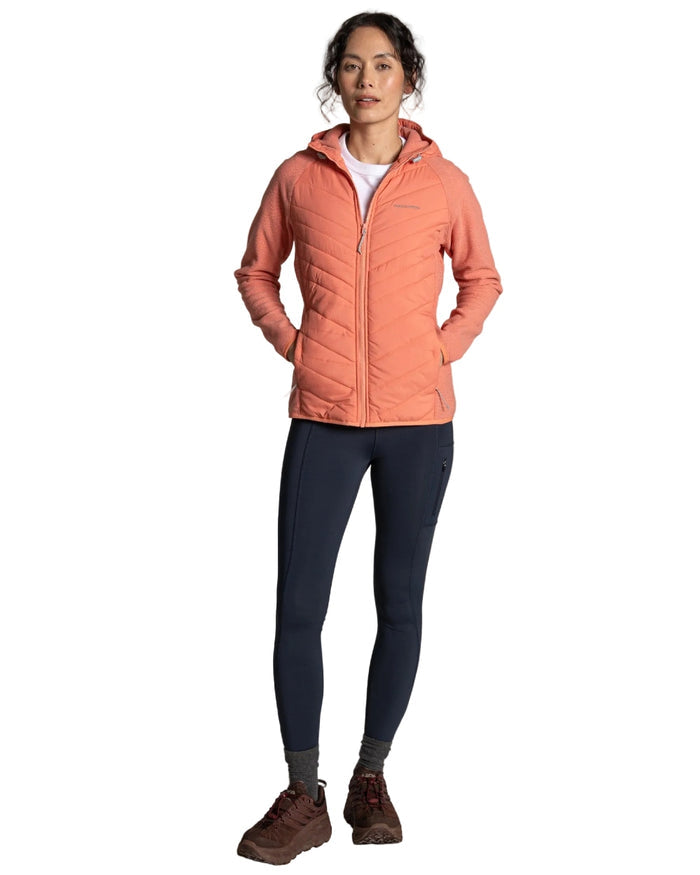Spiced Apricot coloured Craghoppers Womens Zayas II Hybrid Jacket on white background #colour_spiced-apricot