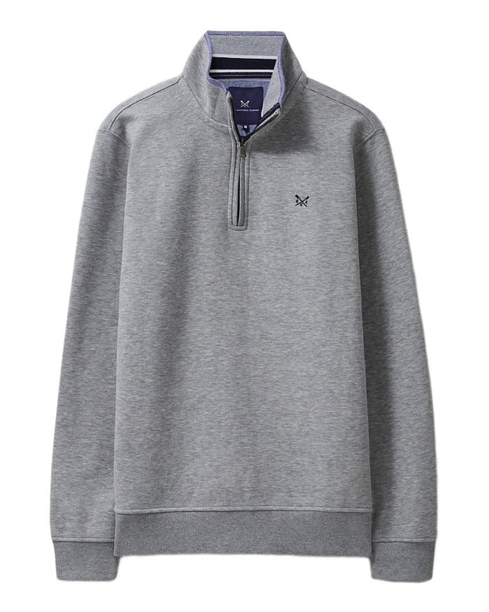Grey Marl Coloured Crew Clothing Mens Classic Half Zip Sweatshirt on White Background
#colour_grey-marl