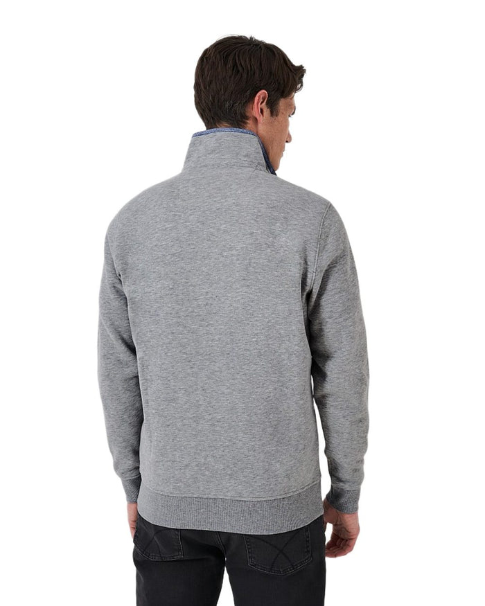 Grey Marl Coloured Crew Clothing Mens Classic Half Zip Sweatshirt on White Background
#colour_grey-marl