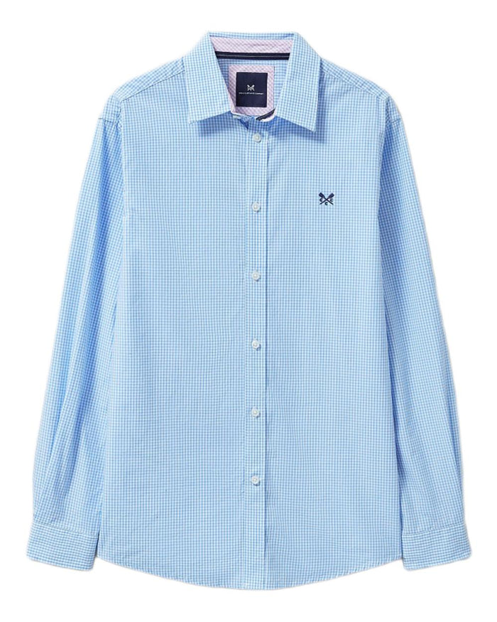 Heritage Sky Coloured Crew Clothing Mens Classic Fit Micro Gingnam Shirt on White Background
#colour_heritage-sky