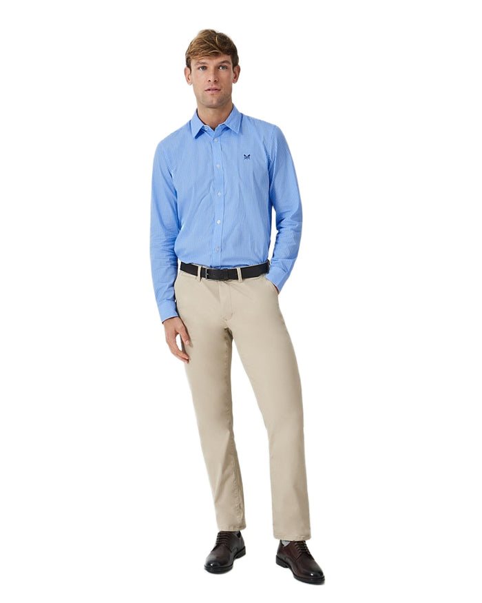 Heritage Sky Coloured Crew Clothing Mens Classic Fit Micro Gingnam Shirt on White Background
#colour_heritage-sky