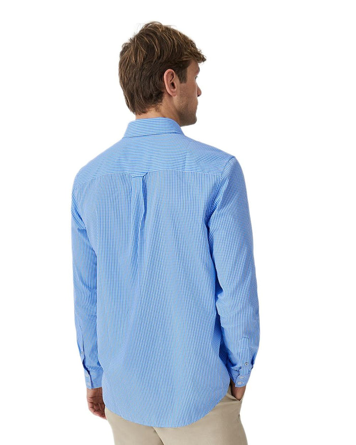 Heritage Sky Coloured Crew Clothing Mens Classic Fit Micro Gingnam Shirt on White Background
#colour_heritage-sky