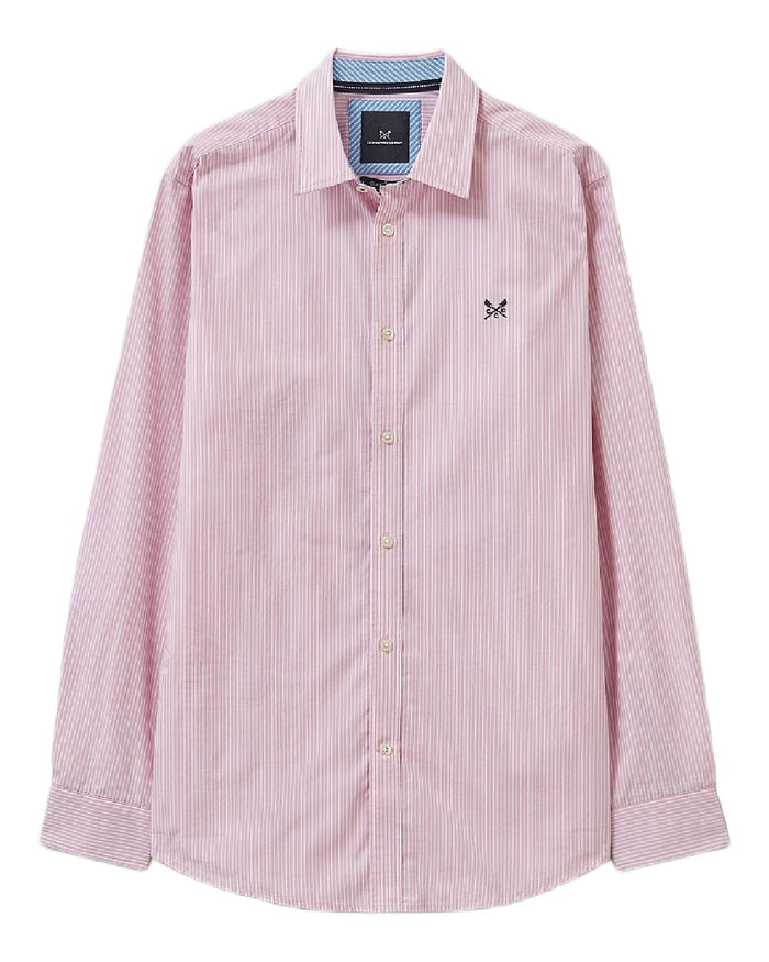 Classic Pink Coloured Crew Clothing Mens Micro Classic Fit Cotton Shirt on White Background
#colour_classic-pink