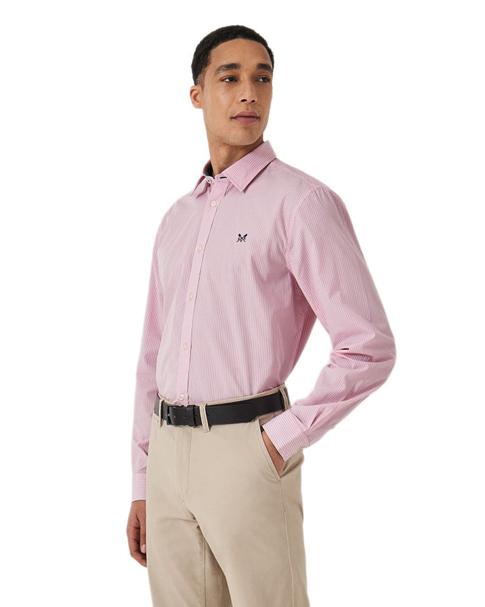 Classic Pink Coloured Crew Clothing Mens Micro Classic Fit Cotton Shirt on White Background
#colour_classic-pink
