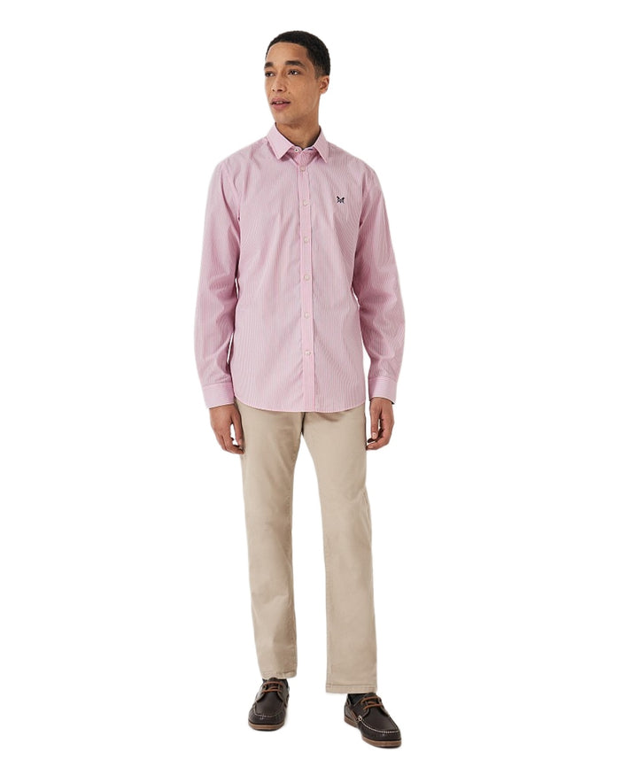Classic Pink Coloured Crew Clothing Mens Micro Classic Fit Cotton Shirt on White Background
#colour_classic-pink